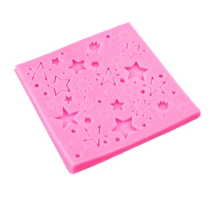 Pink silicone star mold for fondant and chocolate decoration featuring various star sizes