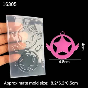 Star and wings epoxy resin mold with dimensions for DIY shaker charm jewelry