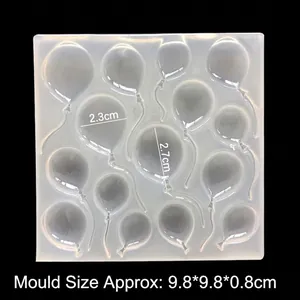 Square silicone balloon mold with multiple heart shapes for chocolate and clay crafts