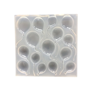 Translucent silicone mold with 14 balloon cavities for DIY resin and chocolate crafts