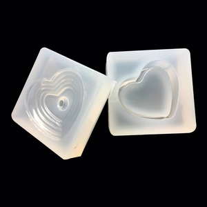 Set di 2 stampi in silicone a forma di cuore per scatole in resina e gioielli fai da te