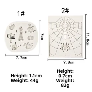 Detailed Halloween silicone molds for pumpkin, scarecrow and spider web cake decorations