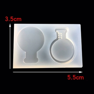 Detail of mini beaker and flask silicone mold for DIY resin crafts measuring 3.5cm x 5.5cm