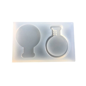 Translucent silicone flask mold with bulb and scale shapes for resin DIY jewelry making