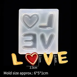 Silicone LOVE heart mold for DIY crystal resin crafts and handmade clay ornaments