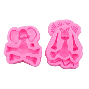Pink silicone elephant molds for fondant and chocolate crafts, two-piece animal shapes