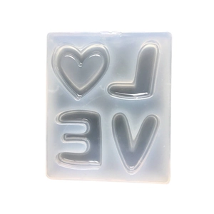 Translucent silicone heart mold with LOVE lettering for DIY crystal epoxy resin crafts