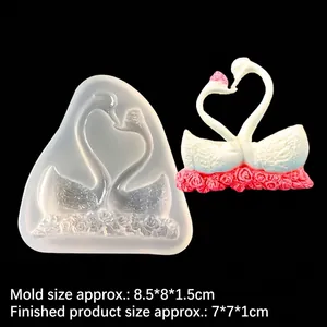 Moule en silicone couple de cygnes en forme de cœur pour bijoux et artisanat en résine