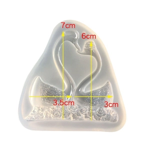 Moule en silicone couple de cygnes pour résine avec dimensions et motifs en relief