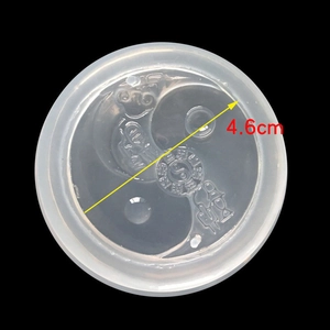 Macro view of 4.6cm diameter silicone mold for DIY Tai Chi pendant with Yin Yang details