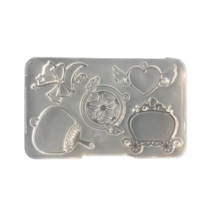 DIY silicone mold set with heart, wings, and pumpkin carriage for resin casting crafts