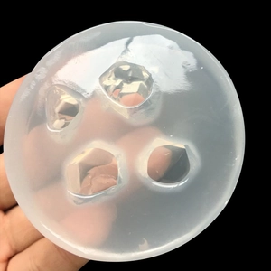 Translucent round silicone mold with four irregular crystal cluster cavities for DIY resin