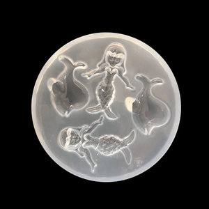 Silicone mold featuring mermaid and dolphin shapes for DIY crystal epoxy resin crafts