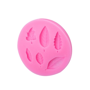Pink round silicone leaf mold for chocolate fondant cake decorating with various patterns