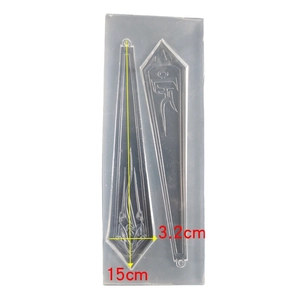Transparent silicone mold for DIY resin pendants featuring 15cm long runic pointed cone shapes