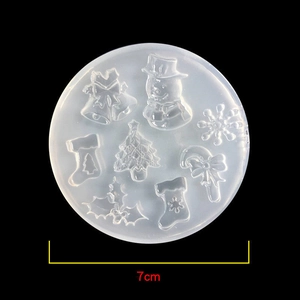 7cm silicone resin mold with Christmas motifs like snowman snowflake and tree