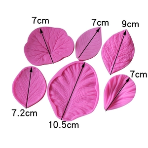 6-piece leaf texture silicone mold set for fondant and chocolate cake decorating