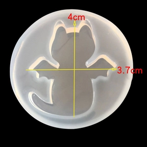 Translucent silicone cat mold with wings for DIY resin crafts, dimensions 4cm by 3.7cm