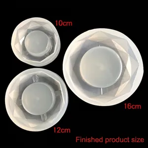 Three sizes of geometric silicone ashtray molds with finished product size labels