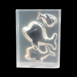 Three sizes of semi-transparent dolphin silicone molds for DIY resin casting projects