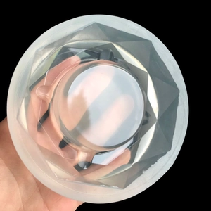 Macro detail of round geometric silicone mold with diamond cut texture for resin art