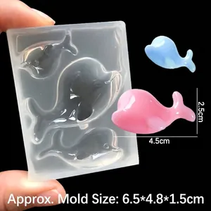 Semi-transparent silicone whale resin mold set for DIY crafts in three sizes