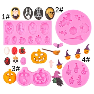 Halloween Silicone Mold Pumpkin Skull Witch For Fondant Chocolate Resin Casting Cake Decorating DIY Craft Baking Tool