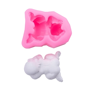 Detailed pink silicone mold for DIY 3D sleeping baby chocolate and fondant crafts
