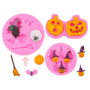 Halloween silicone molds set featuring pumpkins bats and ghosts for chocolate and resin