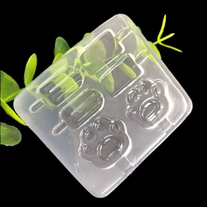 Transparent silicone mold featuring cat paw and ice cream shapes for DIY resin crafts