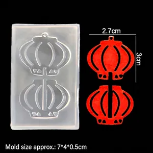 3D Chinese lantern resin silicone mold with red lantern samples on black background
