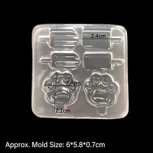 Translucent cat paw and popsicle silicone mold with 4-cavity design for DIY craft projects