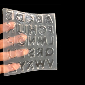 DIY silicone mold for 26 uppercase alphabet letters in clear flexible resin material