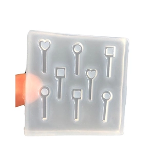 Silicone mold for heart, round, and square earring studs with transparent finish