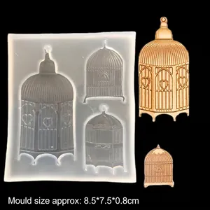 European vintage birdcage silicone mold for resin casting and DIY pendant decoration