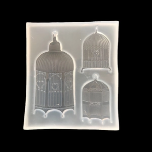 DIY silicone mold for epoxy resin with three vintage European birdcage designs