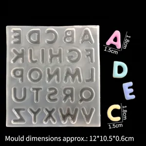DIY silicone mold for 26 uppercase letters with size dimensions for resin jewelry making