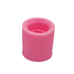 Pink 3D wedding cake silicone mold with rose and lace patterns for soap and fondant