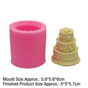 3D tiered wedding cake silicone mold for chocolate fondant and handmade soap crafting