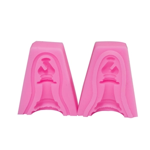 Set of two pink silicone molds for 3D chess bishop shapes for fondant and resin art
