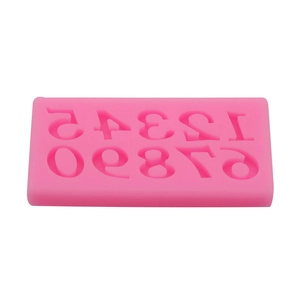 Pink silicone number mold for fondant cake decorating featuring numbers from 0 to 9