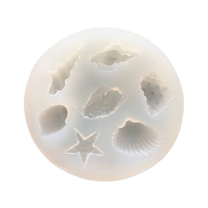 Mirror-finish round silicone mold with various starfish and seashell shapes for DIY jewelry