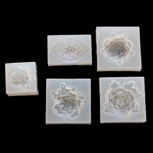 Set di 5 stampi in silicone con motivi floreali 3D per forcine e gioielli in resina fai-da-te
