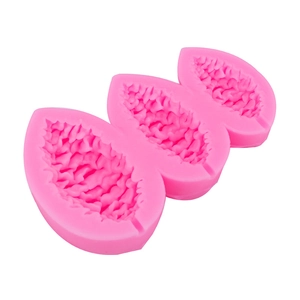 Pink silicone pine cone mold with three cavities for fondant, chocolate and clay crafts