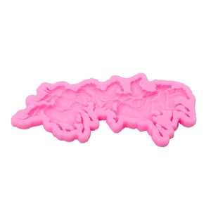 Rosa Silikonform mit acht galoppierenden Pferden für Kuchendekorationen und Basteln