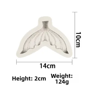 Dimensions du moule en silicone queue de sirène de 14cm pour fondant et chocolat DIY