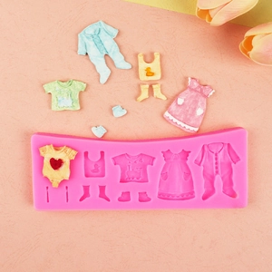 Baby Clothes Shoes Silicone Mold For Fondant Cake Decoration Chocolate DIY Baking Tool Pink Grey Kitchen Bakeware Accessory