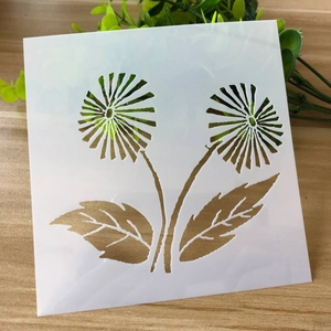 Detailed view of flexible PET floral stencil for DIY wall painting and journaling
