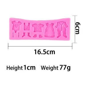 Pink silicone baby clothes fondant mold for DIY cake decorating and chocolate baking