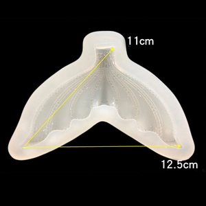 Detail view of large silicone mermaid tail mold with 11cm by 12.5cm dimensions